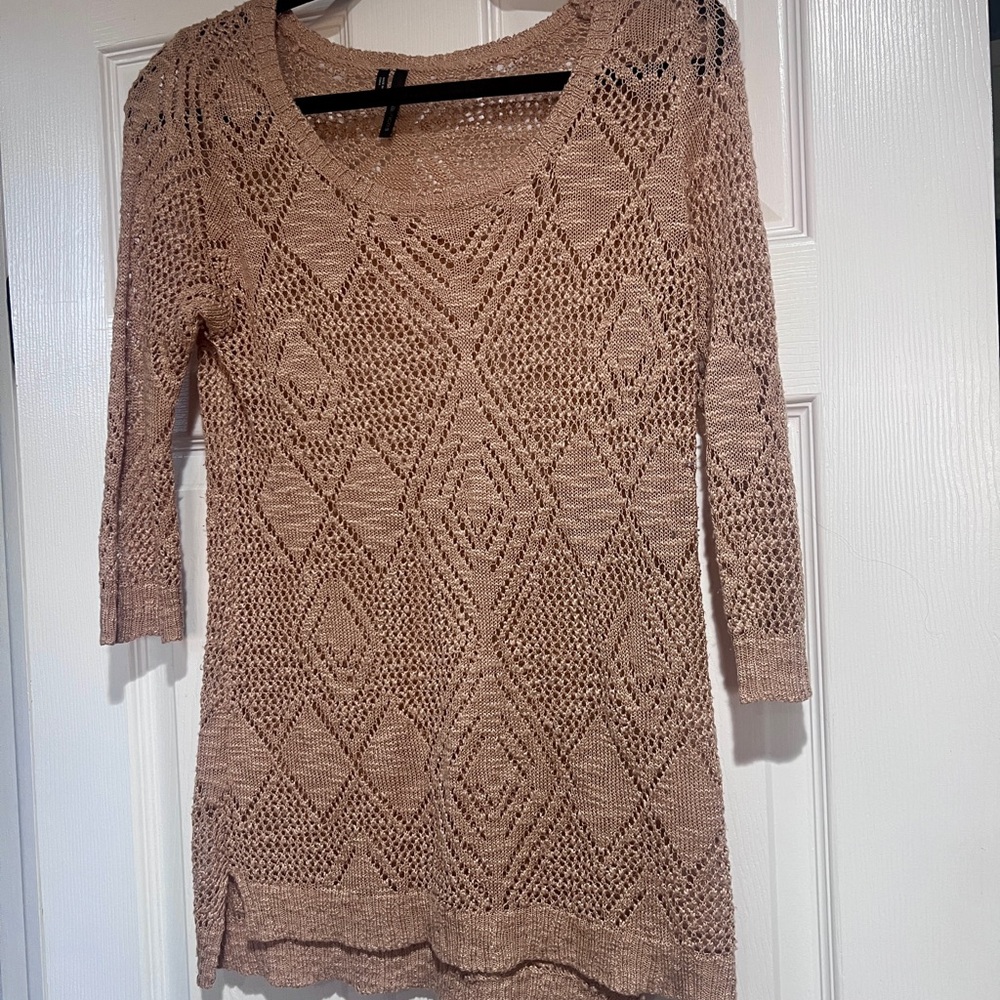 Maurices Beige Crochet Knit Top